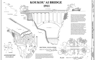 Drawing of Koukouai Bridge from HAER No. HI-75 Hana Belt Road https://www.loc.gov/pictures/item/hi0808.sheet.00013a/resource