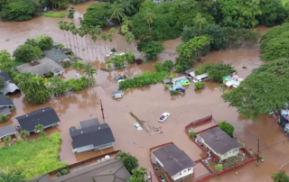 Severe flooding hit O‘ahu's North Shore on March 9, 2021, swamping homes and roads. Photo courtesy Ryzone Media.